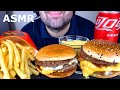ASMR EATING TRIPLE CHEESEBURGER, BACON BIG MAC &amp; FRIES WITH CHEESE SAUCE | MCDONALDS RUSSIA MUKBANG