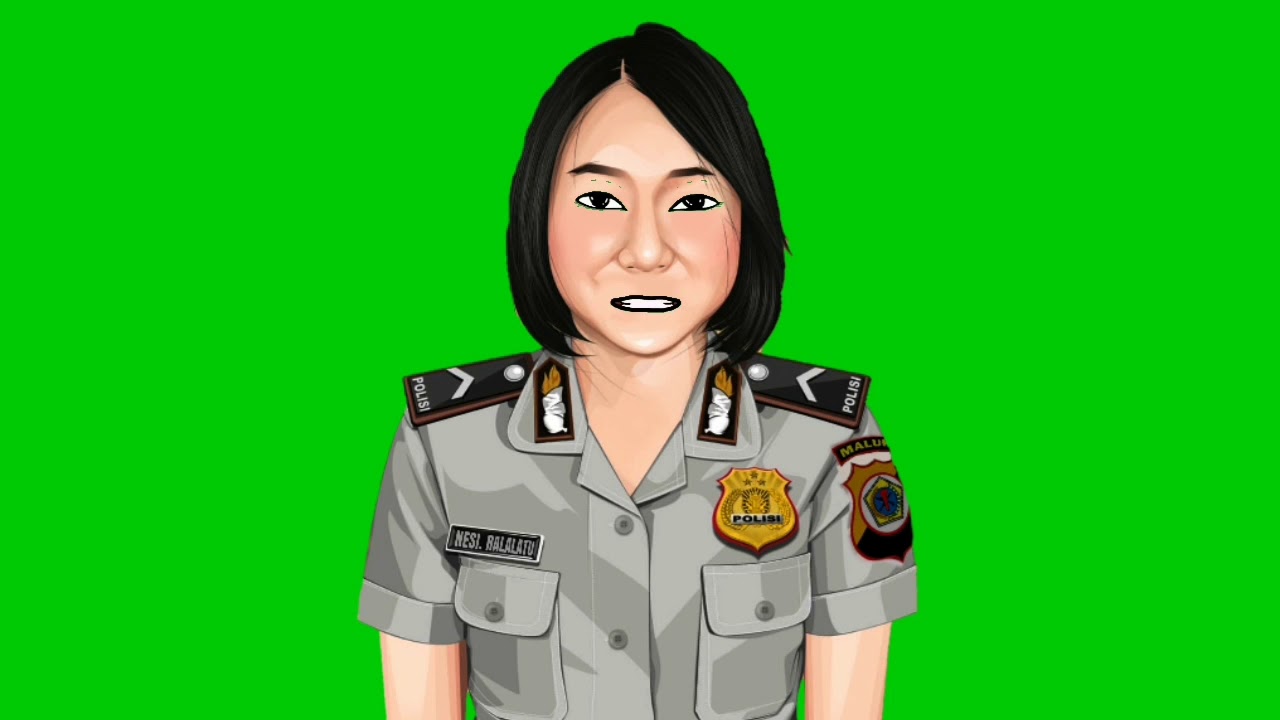 Greenscreen Animasi Polisi Wanita Polwan Cartoon YouTube