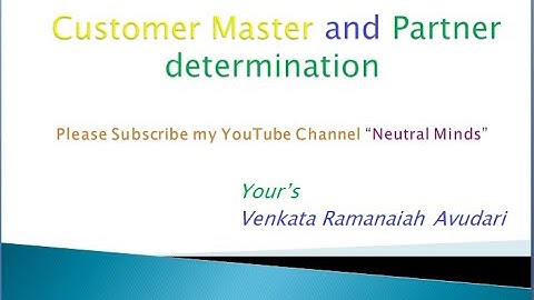 SAP SD: Customer Master and Partner determination Full class.