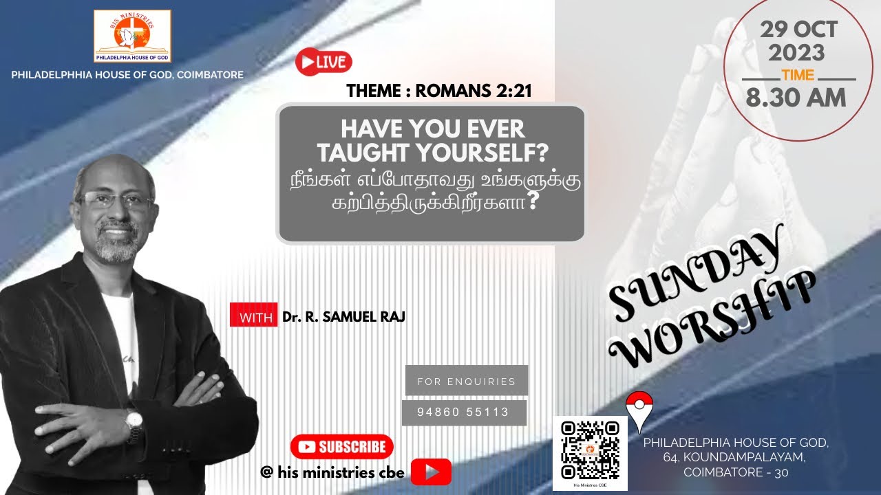 Paster Raj Samual Sunday Service ( 29-10-2023 ) | Rev.Dr.Samuel Raj | # ...