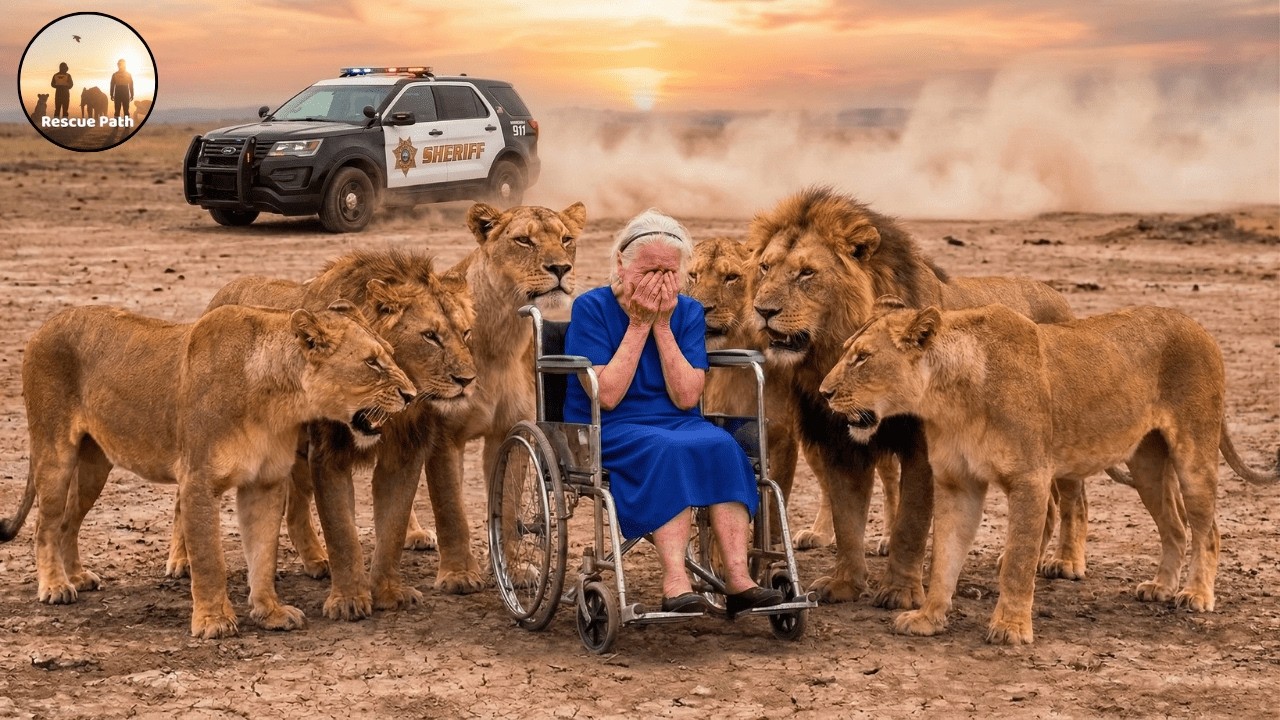 Animal Rescue: Elderly Woman in the Savanna as Lions Quietly Gather #269