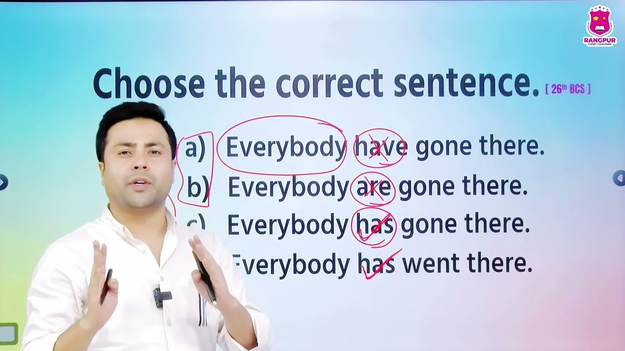 Everybody যখন বাক্যের Subject হিসেবে ব্যবহৃত হয়, তখন Verb অবশ্যই Singular হবে | RCC Tube
