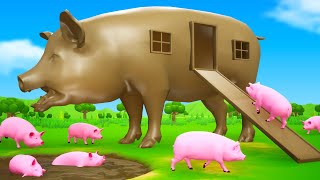 Giant Pig Mud House - Pigs Farm Diorama | Pigs Videos | Funny Pigs Videos Cartoons 2023