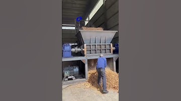 Crushing Compressed Straw Bales | Double Shaft Shredder in Action #StrawRecycling #AgriculturalWaste