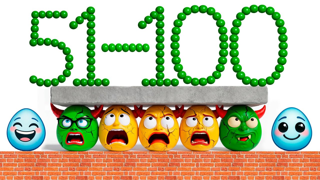 Draw NUMBERS 51-100 & Smash the Evil Eggs! Fun Number Adventure in 4K !