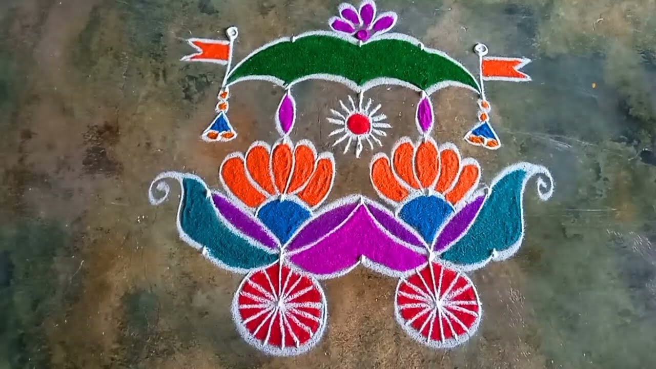 Ratha saptami ratha🌺design beautiful rangoli🌺 easy rangoli design