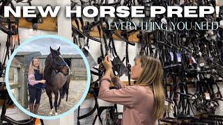 NEW HORSE ARRIVES! | BIGGEST TACK HAUL, feed shop, stable prep!