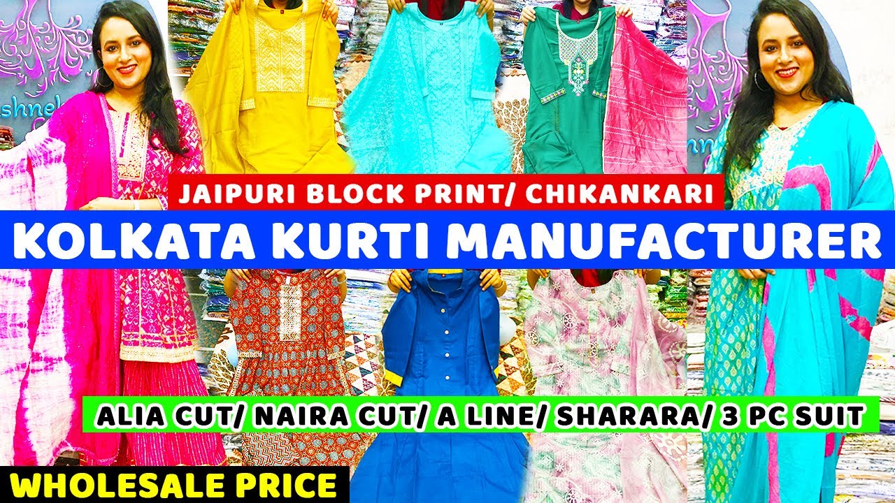 Rajasthani Jaipuri Women's Ethnic Wear Cotton Straight Kurti with Pant