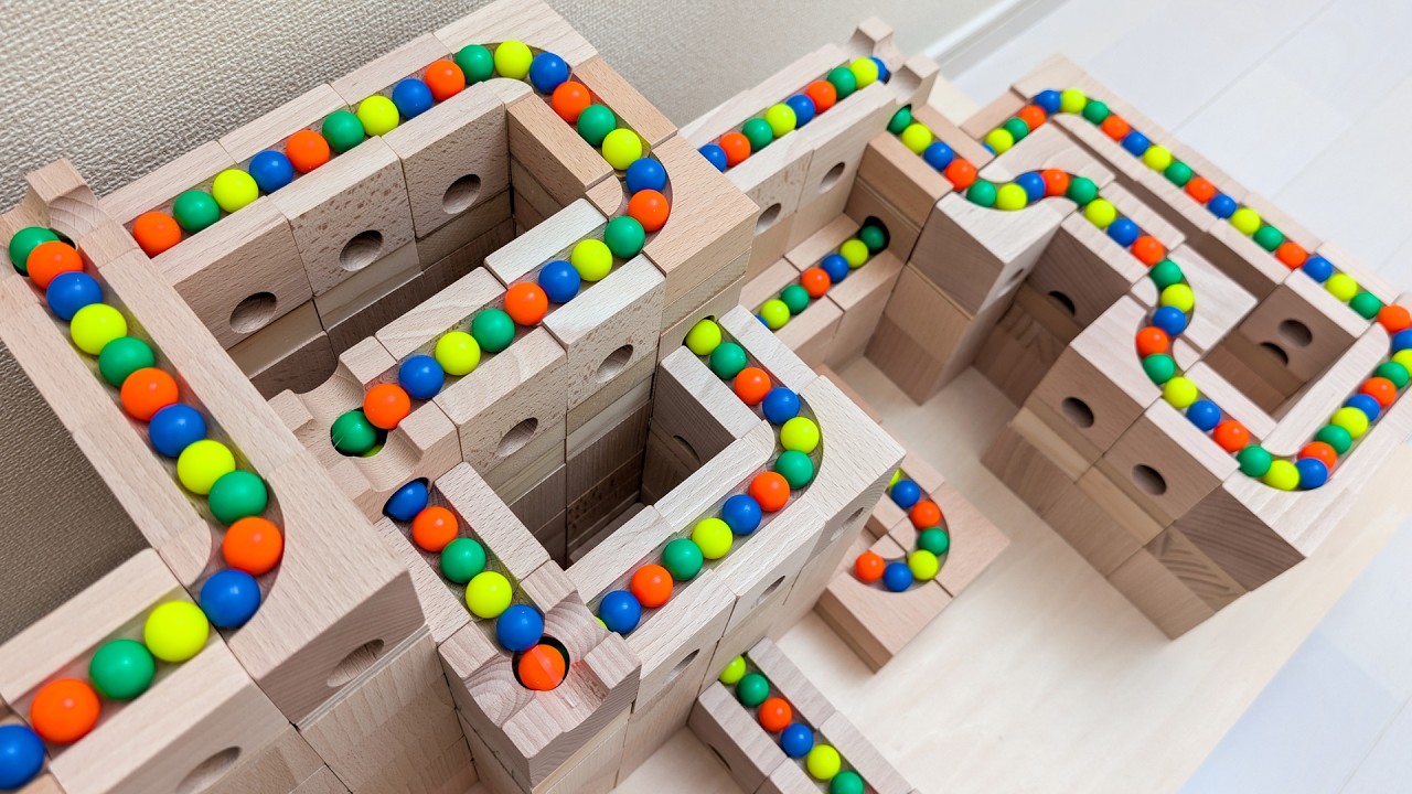 マーブルランレース☆キュボロ＋ピカピカの蛇口＋貯留プレート＋ボーネルンドクアドリラ＋踏切＋トラック