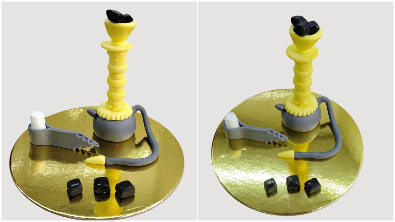 مجسم الاركيله ( الشيشه ) بعجينة السكر مجسم سهل جدآ وشكل ابداع