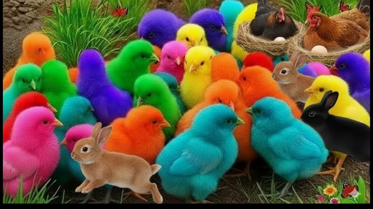Ayam warna warni lucu,Tangkap Ayam rainbow,bebek,kelinci Lucu