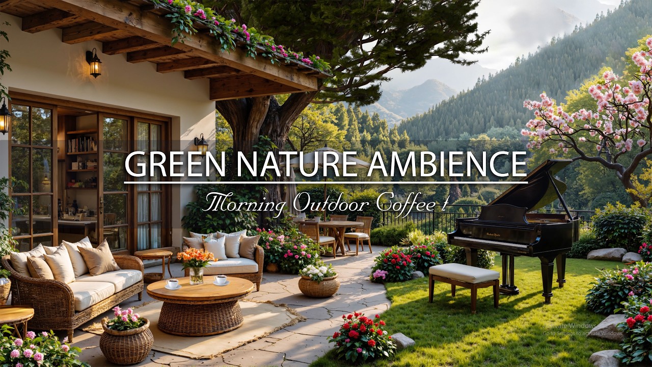 Morning Outdoor Coffee Jazz. Green Nature Ambience and Smooth Jazz for Work, Study and Relaxation
