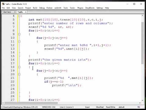 C Programming Bangla Tutorial -31- find the transpose of a matrix