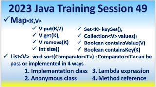 2023 Java Training Session 49 | List(V) Map(K,V) method - keySet() values()  sort(Comparator(T))