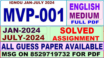 MVP 001 solved assignment 2024 / mvp 001 solved assignment Jan / july 2024 / ignou MSCFSQM mvp 001