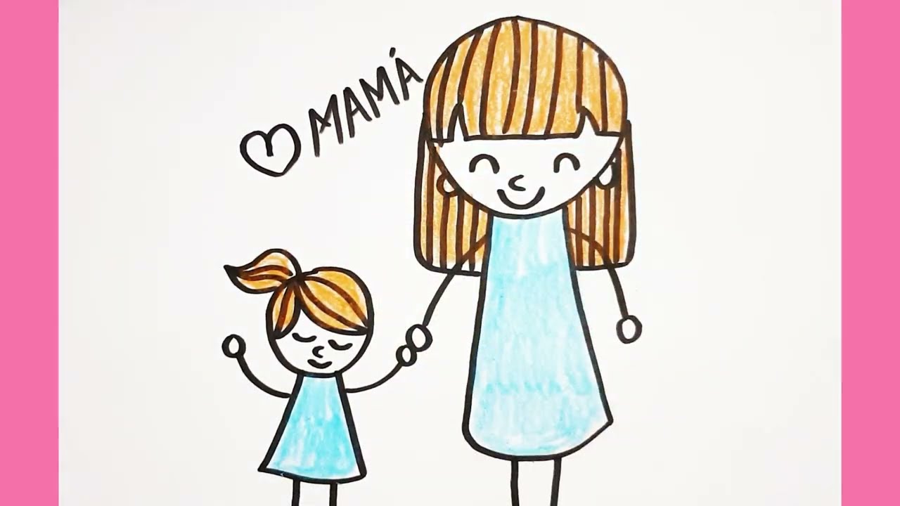 COMO DIBUJAR MADRE E HIJA FACIL PASO A PASO - DIBUJOS DE MAMA E HIJA #99 -  thptnganamst.edu.vn