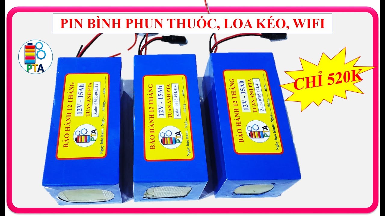 Pin bình phun thuốc - 12V - 15Ah