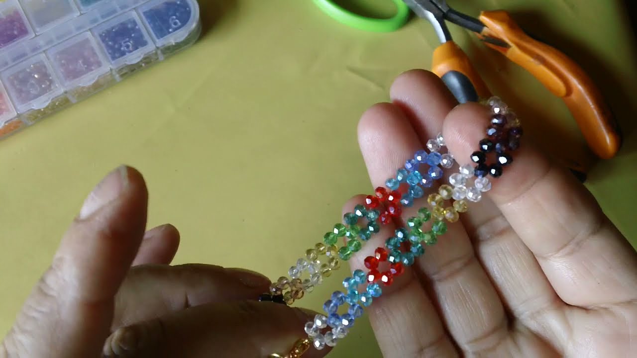 PULSERA CON RONDEL DE CRISTAL - YouTube