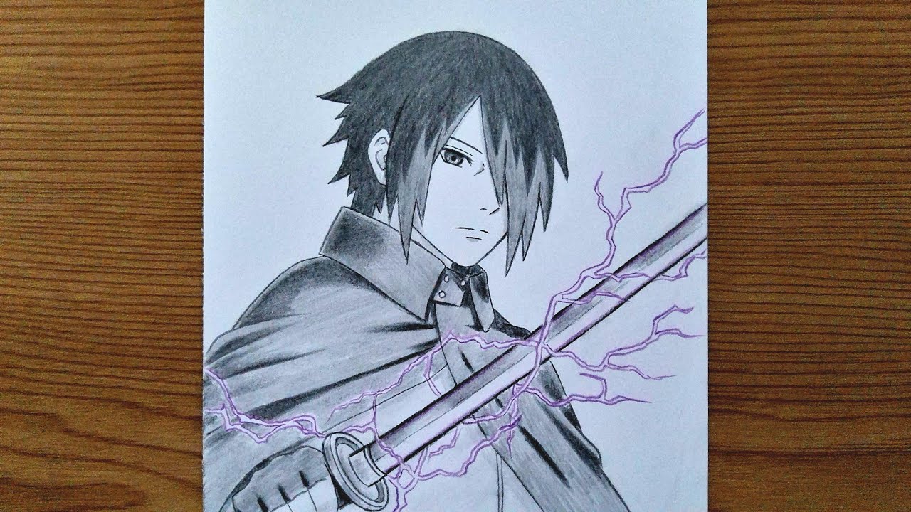 How To Draw Sasuke Uchiha With Katana || Anime Pencil Art