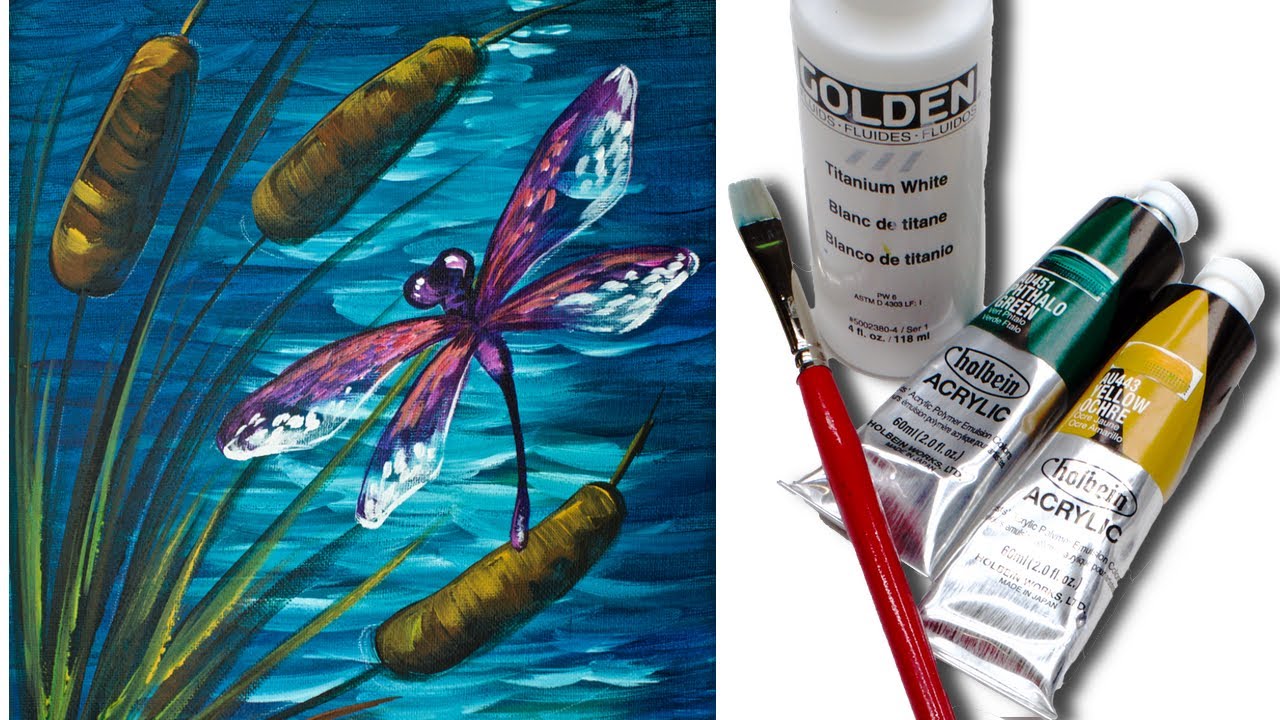 Dragonfly Pond Easy Beginner Acrylic Painting Tutorial 🍃💜🎨 - YouTube