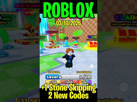 All New +1 Stone Skipping Codes Roblox