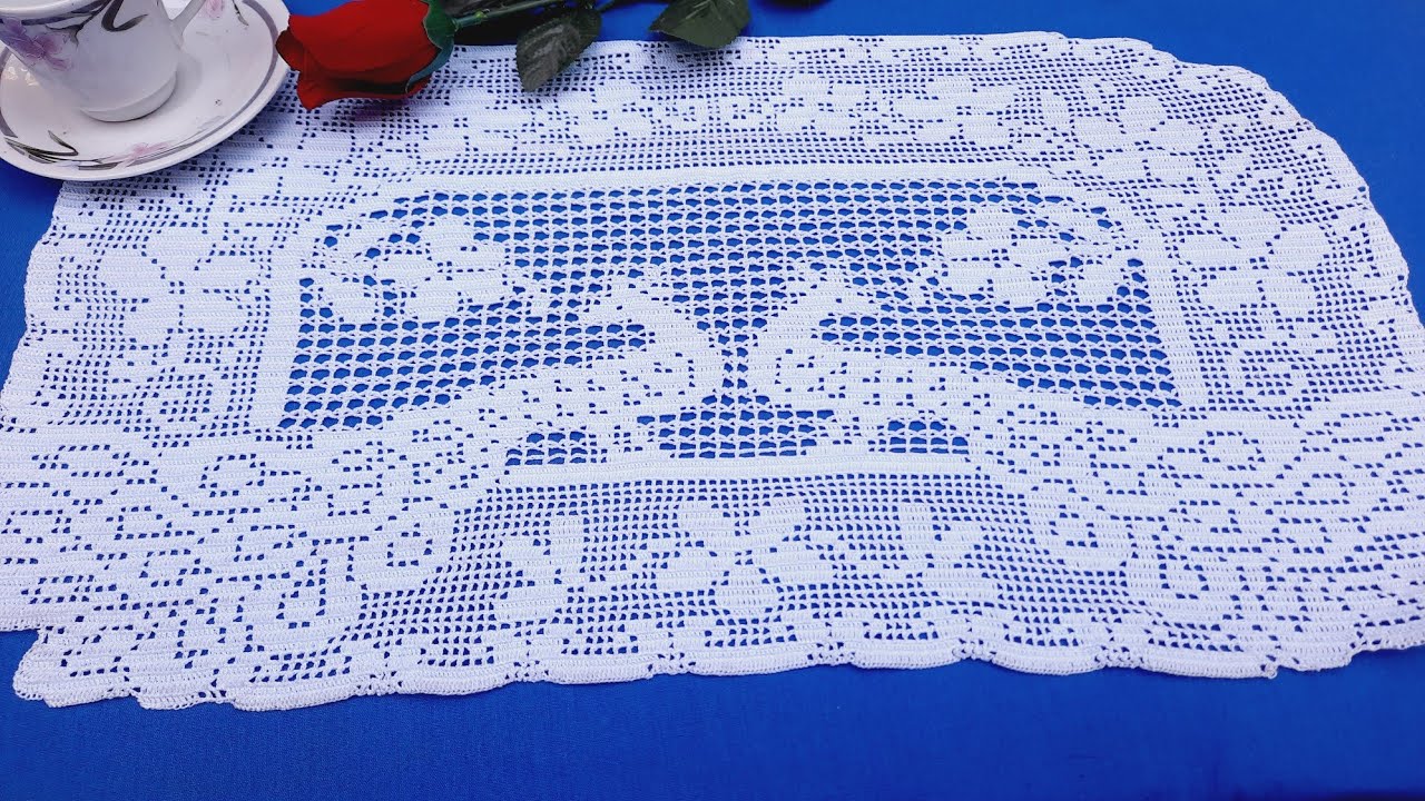 Centro de mesa de Pavo Reales|Tejido a crochet|Técnica Filet.● Paso a Paso● video N°1