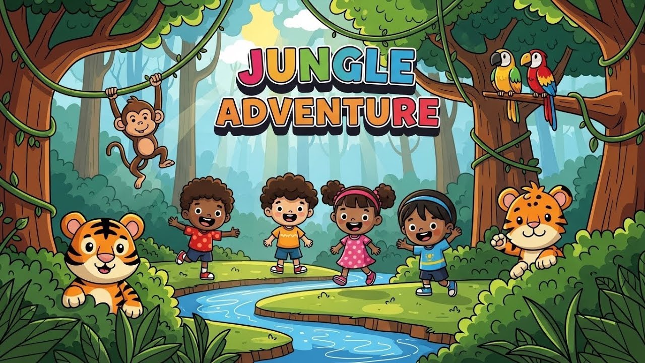 🌴🐒 Jungle Adventure 🎵 | Fun Learning Song for Kids | Happy Tale & Tune