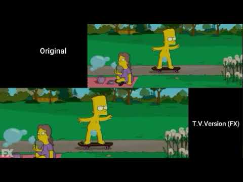 Bart skating naked Original vs FX Version Fourth of July special