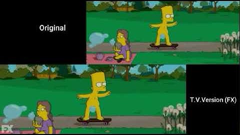 Bart skating naked (Original vs FX Version) (Fourth of July special)