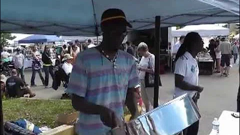 Rohan Nicholas performs the steel drum in Red Deer