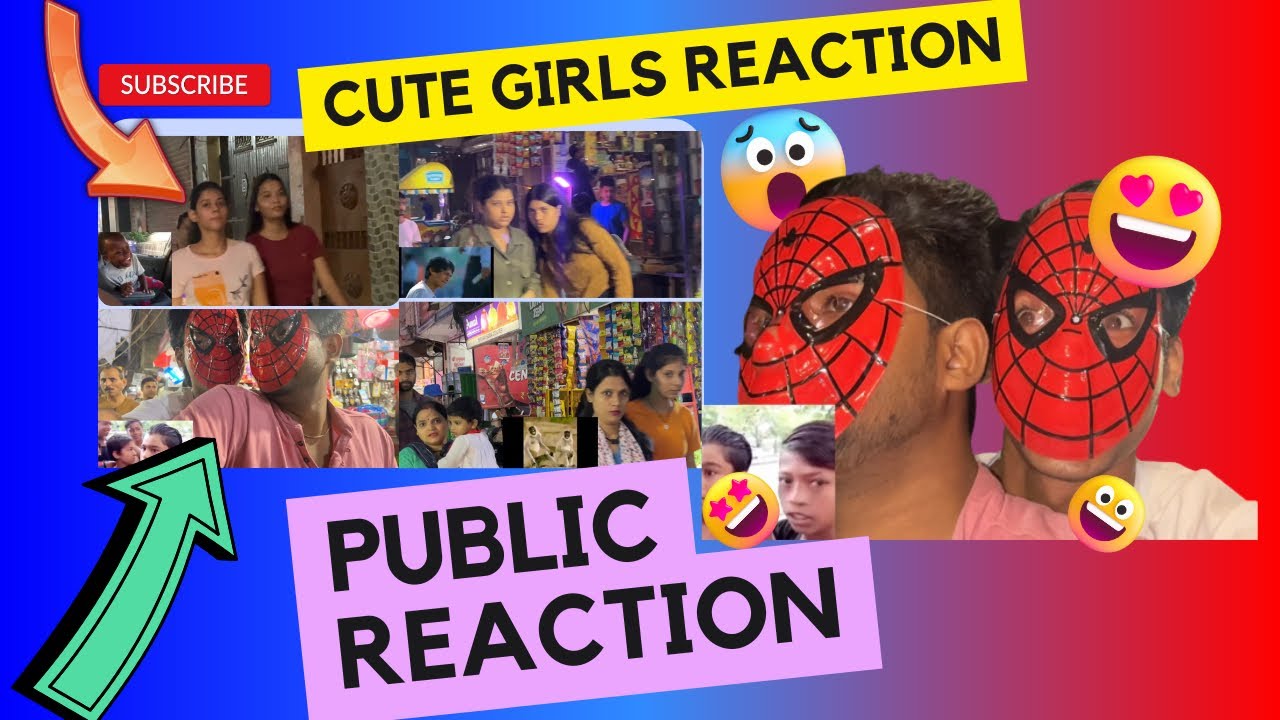 CUTE GIRLS REACTION😍😨 PUBLIC REACTION ON SPIDER MAN MASK😂😂