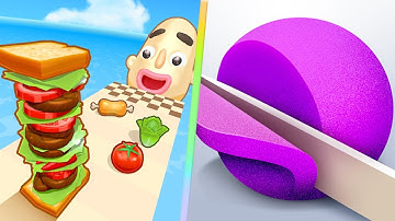 🟨 🌛 Sandwich Runner Vs ASMR Slicing in All Levels Mobile Game Walkthrough New Update Trailers IR5E3T