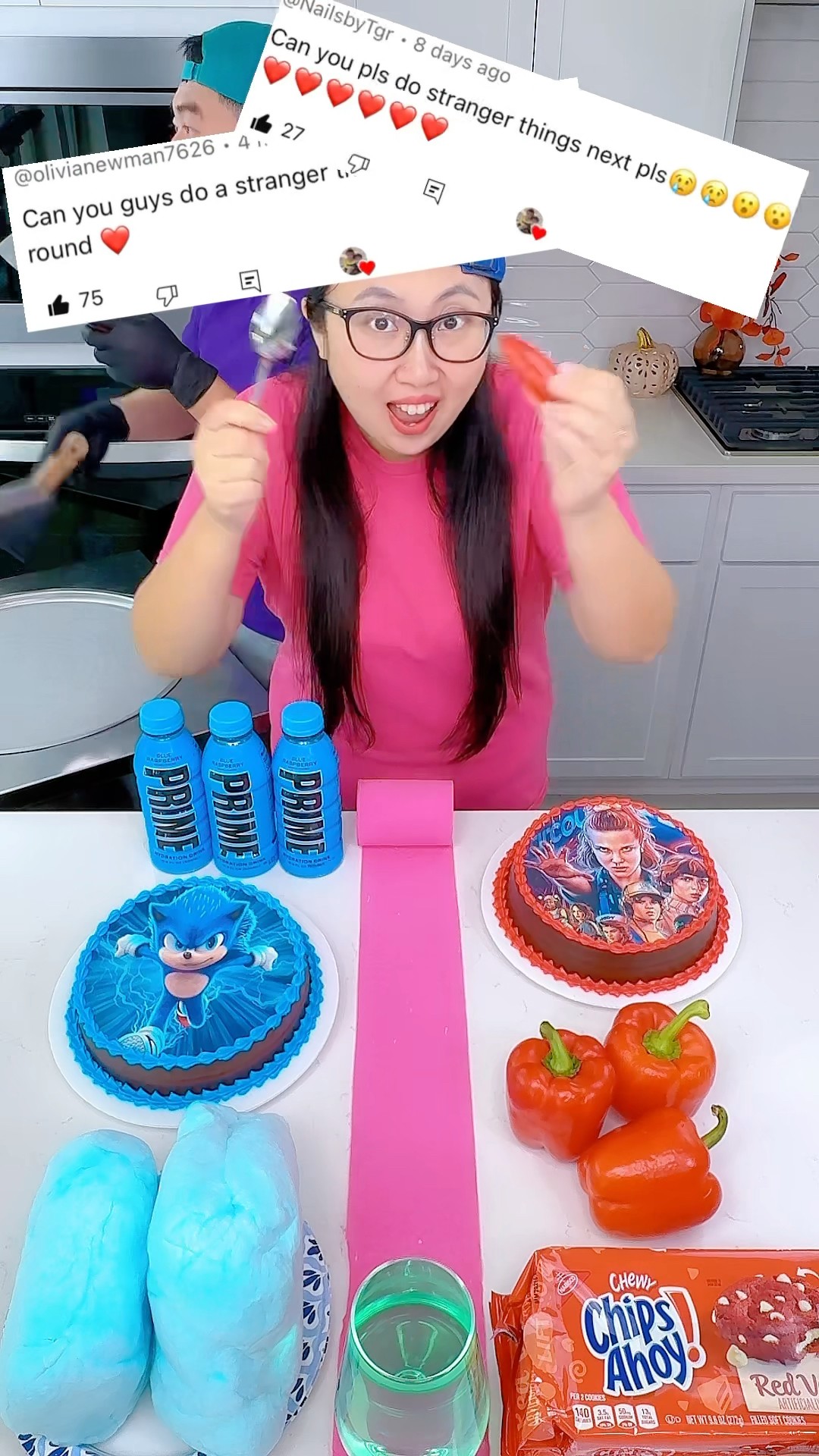 Stranger things cake vs Sonic cake ice cream challenge?#strangerthings #funny by Ethan Funny Family
