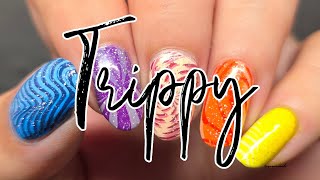 Trippy Nail Art Design using NEW Clear Jelly Stamper plate CJS-416 Color Me Trippy