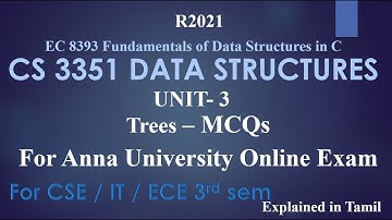 CS3351 DATA STRUCTURES / UNIT 3  / TREES /  MCQs for Anna University Online Exam / EC 8393