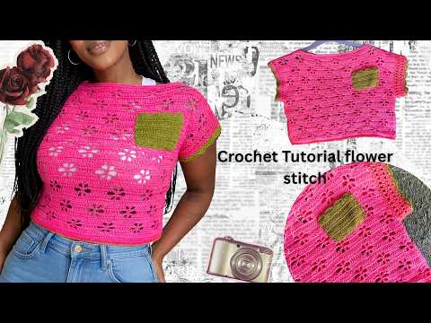 How to Crochet a Floral Lace Top | Trendy Flower Stitch Tutorial
