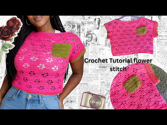 How to Crochet a Floral Lace Top | Trendy Flower Stitch Tutorial