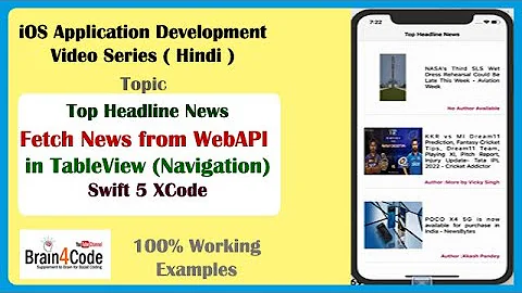How to Fetch News from WebAPI in Custom TableView with Navigation Swift 5 XCode | Hindi | iOS App