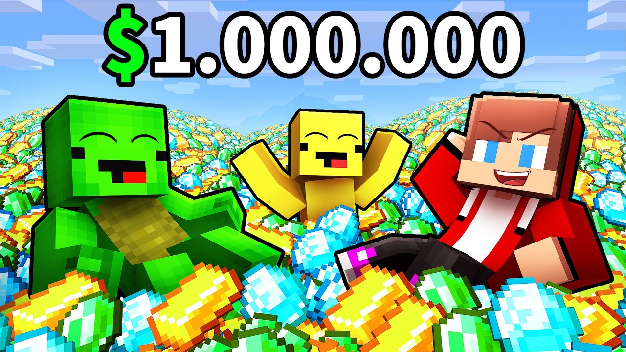 JJ and Mikey Have 1,000,000 DOLLARS in Minecraft!