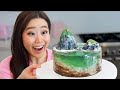 We made an ISLAND CAKE + OCEAN JELLY! Couples cooking challenge + tutorial