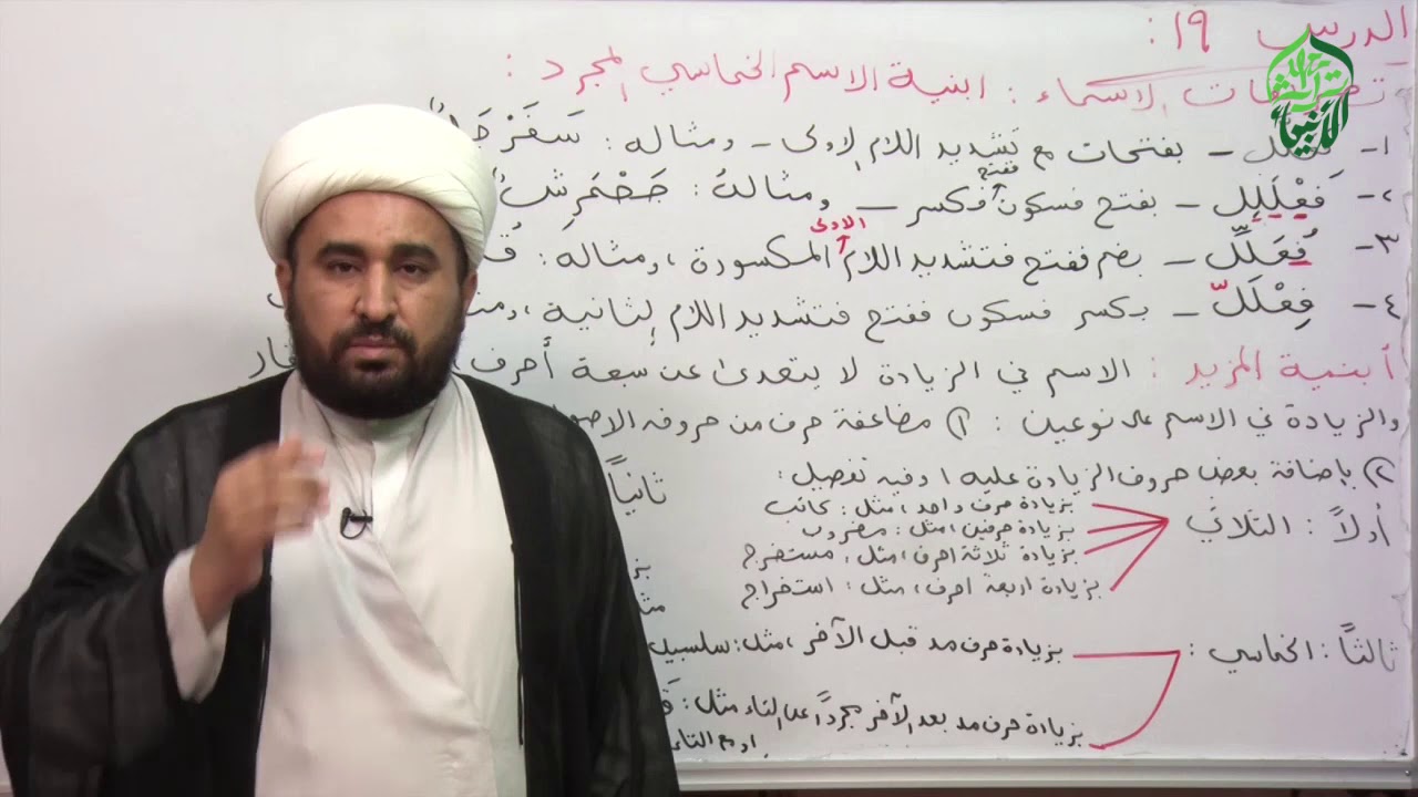 علم الصرف(مختصر الصرف) الحلقة التاسعة عشرة (تصريفات الاسماء , أبنية المزيد )