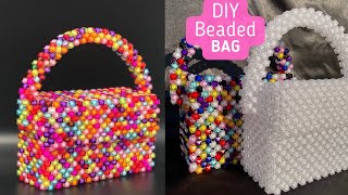 DIY CLASSY BEADED BAG \/\/ HOW TO MAKE A SIMPLE BEADED BAG \/\/ BEGINNER FRIENDLY \/\/ BEADED DIY