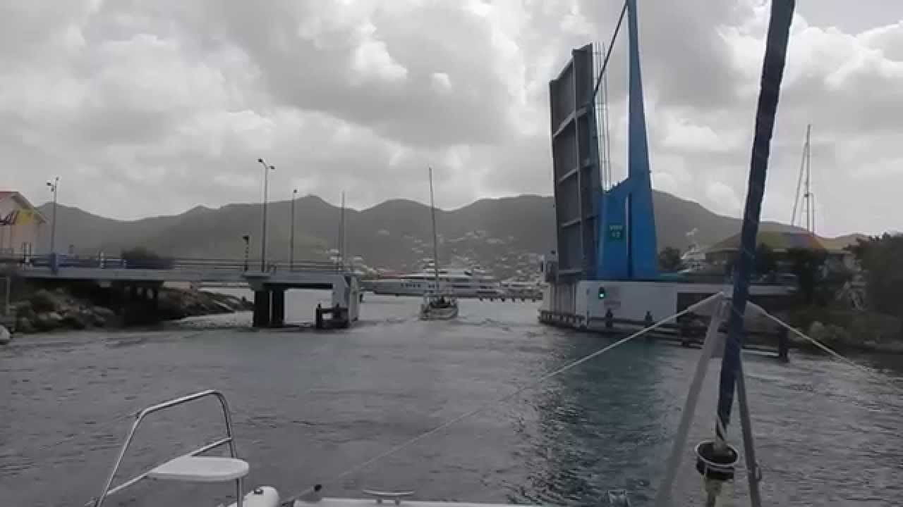 Dutch bridge opening in Sint Maarten, Caribbean. 3/3