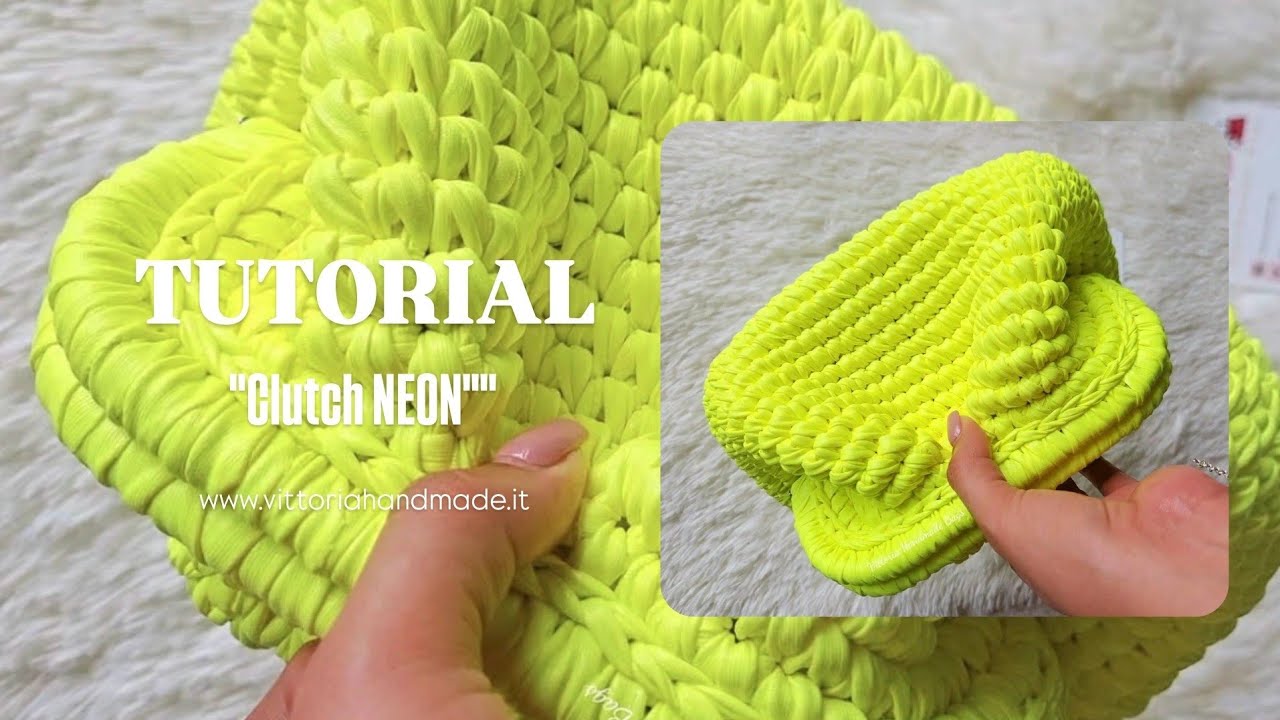 Borsa clutch NEON/clutch bag/ bolso en trapillo/pochette con chiusura a molla