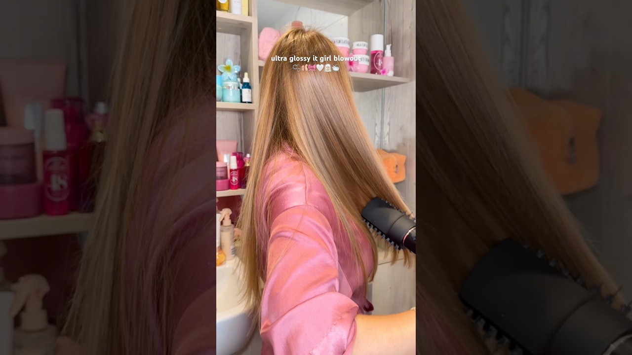 glossy blowout ??? #haircare #haircareroutine #hairstyle #blowout #hairgloss #asmr