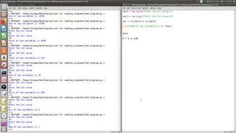 Addition Subtraction Division and Multiplication in python and 1st program in C with compilation