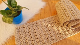 كروشيه 🍂 كوفيه بغرزة مجسمه لجميع المقاسات X stitch How to Crochet easy scarf 🌻