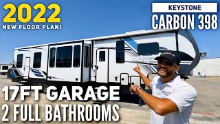 17ft Garage with 2 FULL Bathrooms! | New 2022 Keystone Carbon 398 Toy Hauler