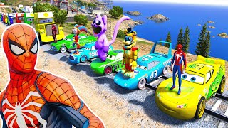 GTA V SPIDERMAN, GODZILLA x KONG - Epic New Stunt Race For Car Racing Challenge by Trevor and Shark