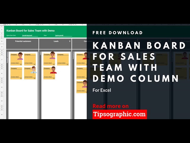 Free Kanban Tool for Sales with Demo Workflow State Column, Excel Download 